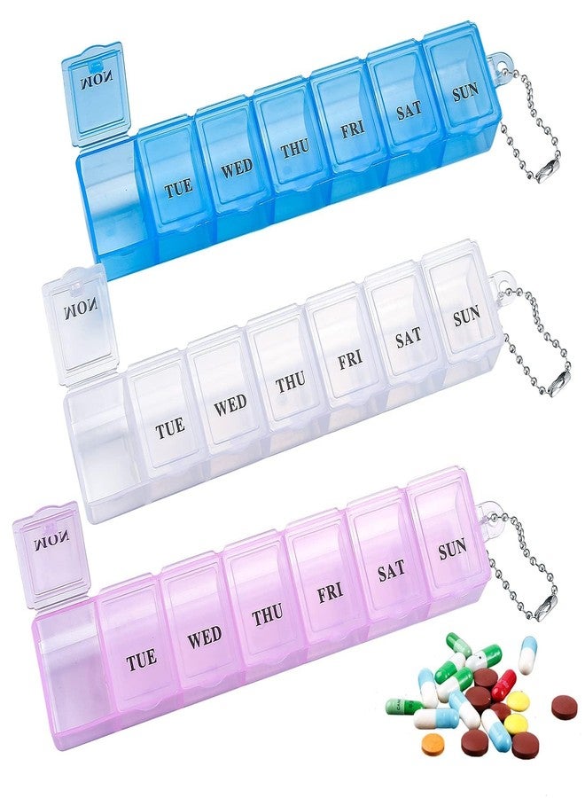 SpiderJuice 2Pc Single Line Weekly 7 Days 1 Time Portable Pill Tablet Medicine Storage Holder Organizer Manager Travel Box - Image 1